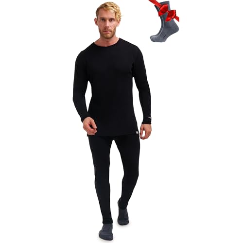 Merino.tech Merino Wool Baselayer Herren Set - Mittelschwer...