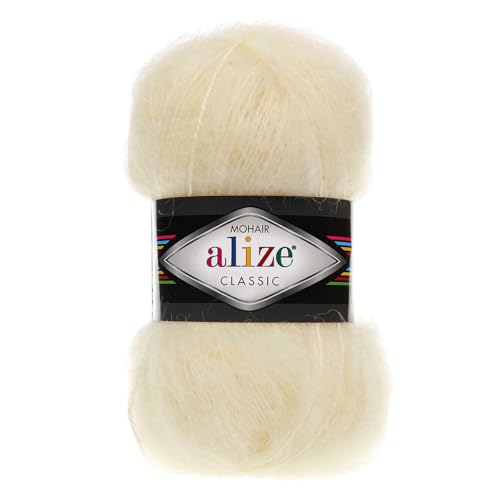 100g Strickgarn Alize Mohair Classic Uni Mohairwolle...