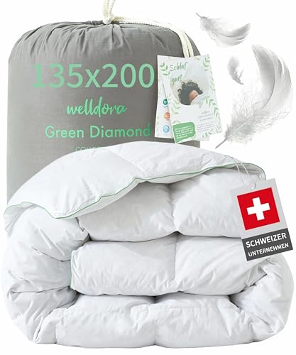 Welldora Komfort Bettdecke 135x200 | 100% Extraweiche Federn...