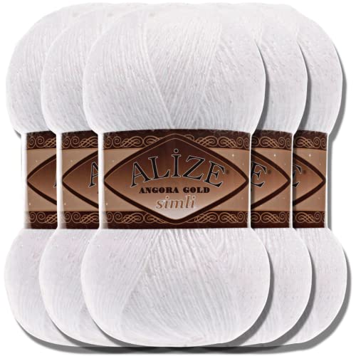 Alize 5x 100g Angora Gold Simli mit Glitzer Türkische...