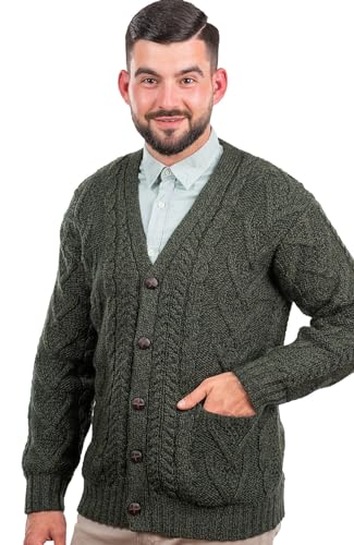 SAOL Herren Aran Irish Cable Knit Strickjacke Cardigan aus...