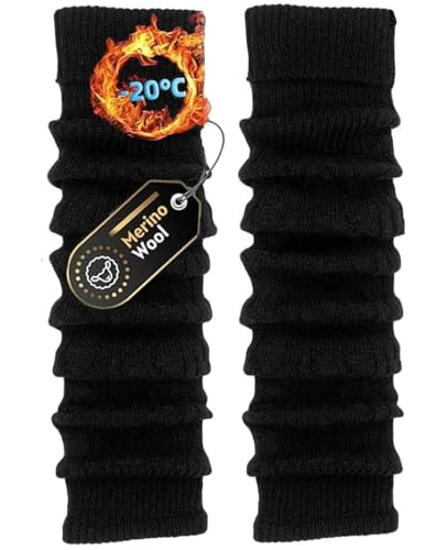 TODO Warme Stulpen Damen Schwarz mit Wolle OVER KNEE -...