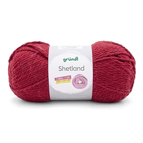 Gründl Shetland Handstrickgarn, Wolle, Rot, 1 x 100 g