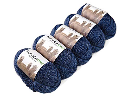 5-Pack Alpaka Wolle Jeansblau 100% Baby Alpaka 5x50g