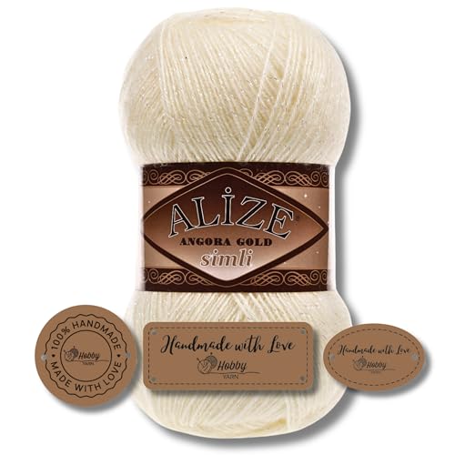 Hobby YARN 3x Etikettenlabel mit Alize Angora Gold Simli...