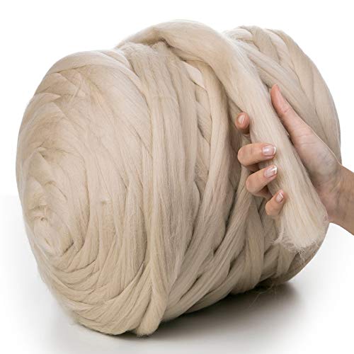 MeriWoolArt® 100% XXL Merino Wolle Garn 4-5 cm Dicke Wolle...