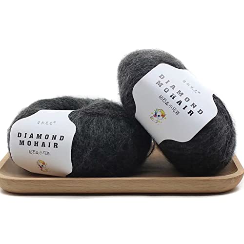 2 Stück Mohair Einfarbig Hochwertiges Garn Wollgarn...