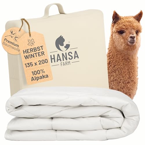 HANSA-FARM | Alpaka Premium Bettdecke 135 x 200 cm (Füllung...
