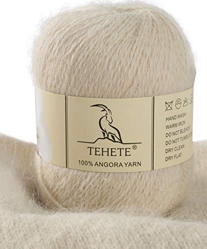 TEHETE 100% Angorawolle Garn zum stricken, Häkelgarn 38...