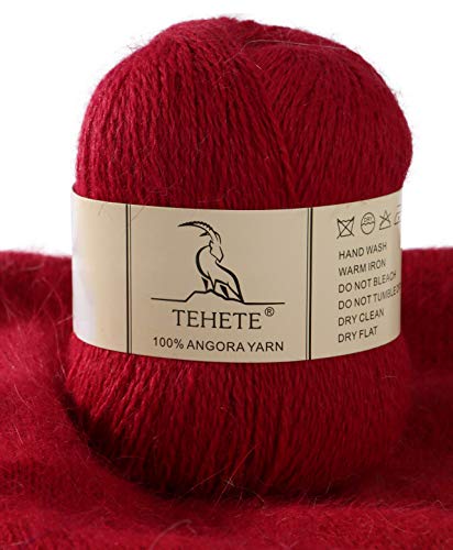 TEHETE 100% Angorawolle Garn zum Stricken, Häkelgarn 38...