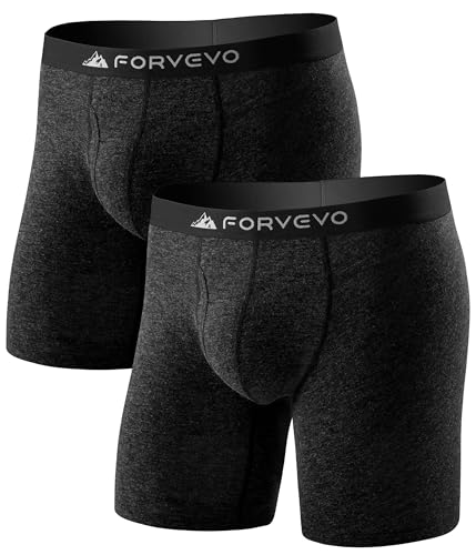 FORVEVO Merino Boxershorts Herren Lang Bein 2er Pack,...