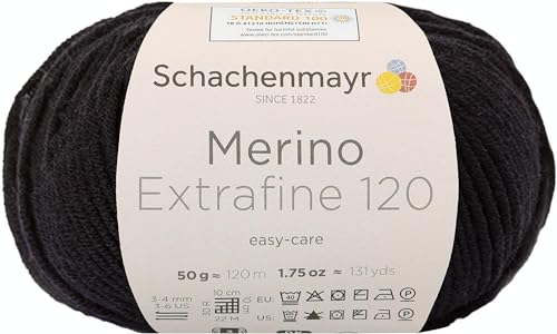Schachenmayr Merino Extrafine 120, 50G Black Handstrickgarne