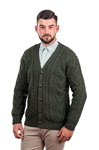 SAOL Herren Aran Irish Cable Knit Strickjacke Cardigan aus...
