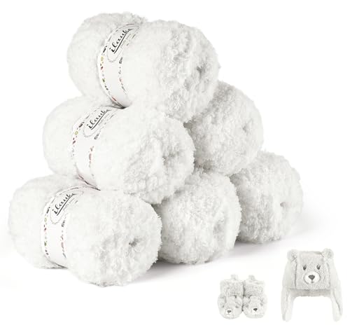 ilauke 300g(6×50g) Baby Häkelgarn, Flauschige 100% Acryl...