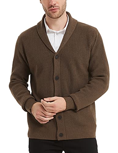 Kallspin Herren Wollschal-Kragen Strickjacke mit Knöpfen...