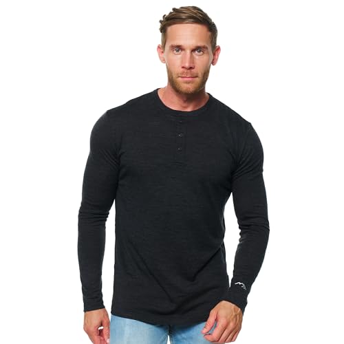 100% Merino Shirt Herren Langarm - Langarmshirt mit...