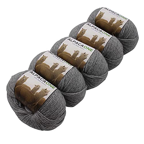 5-Pack Alpaka Wolle Silbergrau 100% Baby Alpaka 5x50g