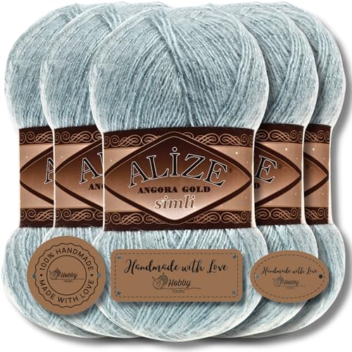 Hobby YARN Alize 5x 100 g Angora Gold Simli Türkische...