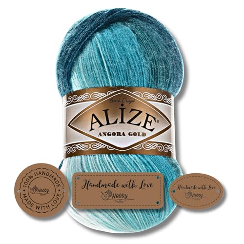 Hobby YARN 3x Etikettenlabel mit Alize Angora Gold Batik...