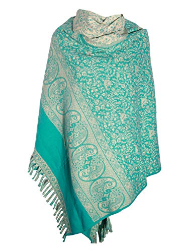 TIBET Paisley-Schal mit Blumenmuster, handgefertigt, reine...