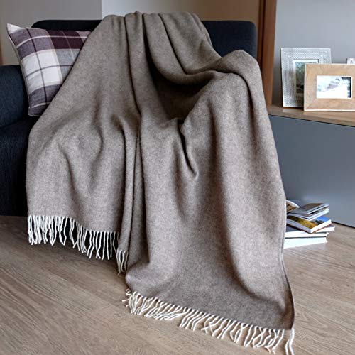 Linen & Cotton Klassische Decke Wolldecke Merino Wolle...