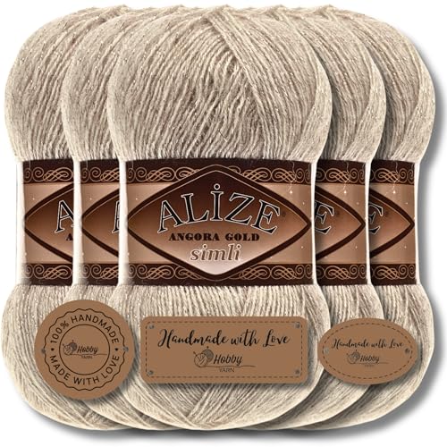 Hobby YARN Alize 5x 100 g Angora Gold Simli Türkische...
