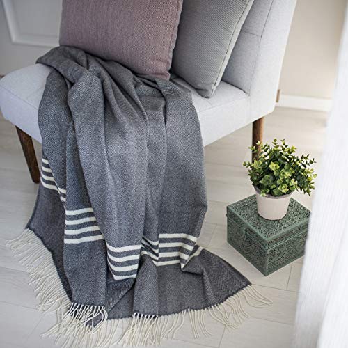 Linen & Cotton Decke Merino Wolldecke Wohndecke Kuscheldecke...