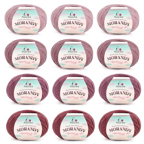 Aeelike 600g(12x50g) Merinowolle Wolle zum Stricken, Super...