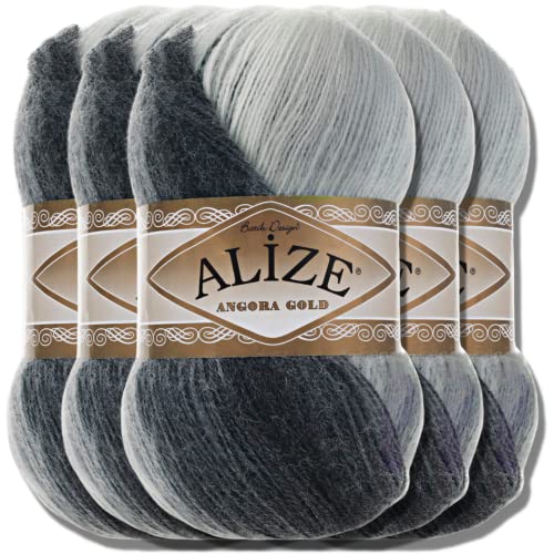 Alize 5x 100g Angora Gold Batik Premium Schurwolle mit...