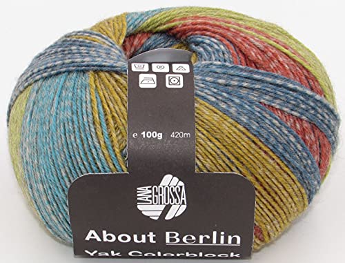 ABOUT BERLIN Yak Colorblock 635 - Rost/Pink/Senf/Petrol/Jade...