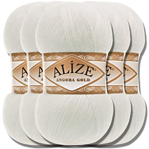 Hobby YARN Alize 5x 100g Angora Gold Türkische Premium...