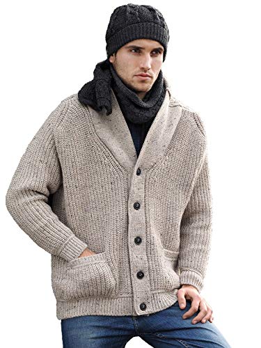 Aran Crafts Herren Strickjacke mit irischem Zopfmuster (100%...