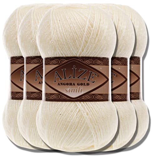 Hobby YARN Alize 5x 100 g Angora Gold Simli Türkische...