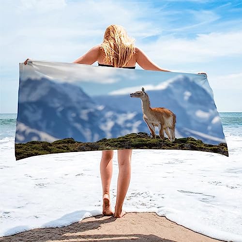Strand Handtuch Blaues Guanako-Tier Badetuch Leichtes...