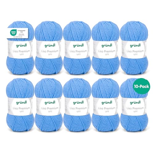 Gründl Wolle Lisa Premium uni - 10 x 50 g - Wolle zum...
