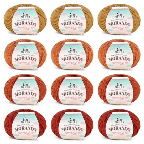 Aeelike 600g(12x50g) Merinowolle Garn zum Stricken, Super...