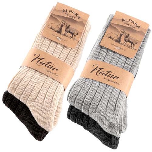 SockWaddles 4 Paar Alpaka Socken für Herren Damen,...
