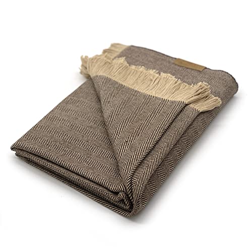 Inkari Handgefertigte Alpaka Decke 210x140cm (Fishbone)...