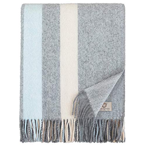 Linen & Cotton Flauschige Warme Decke Wolldecke Merino...
