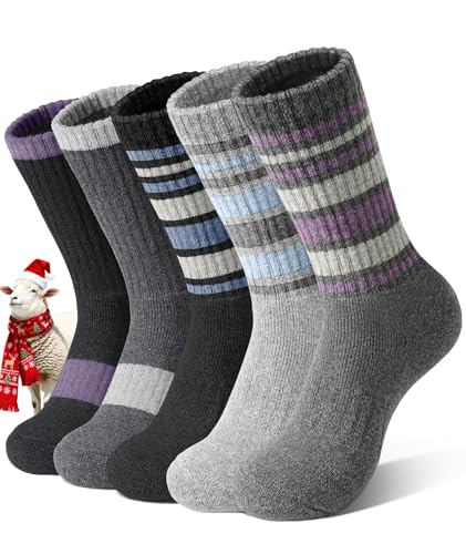 SIMIYA Merino Wandersocken Damen 5 Paar Merino Socken...