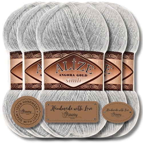 Hobby YARN Alize 5x 100 g Angora Gold Simli Türkische...