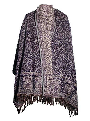 TIBET Blauer Paisley-Schal, handgefertigt, reine Yakwolle,...