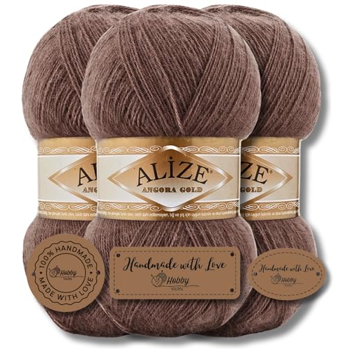 Hobby YARN 3x Etikettenlabel mit Alize Angora Gold Wolle...